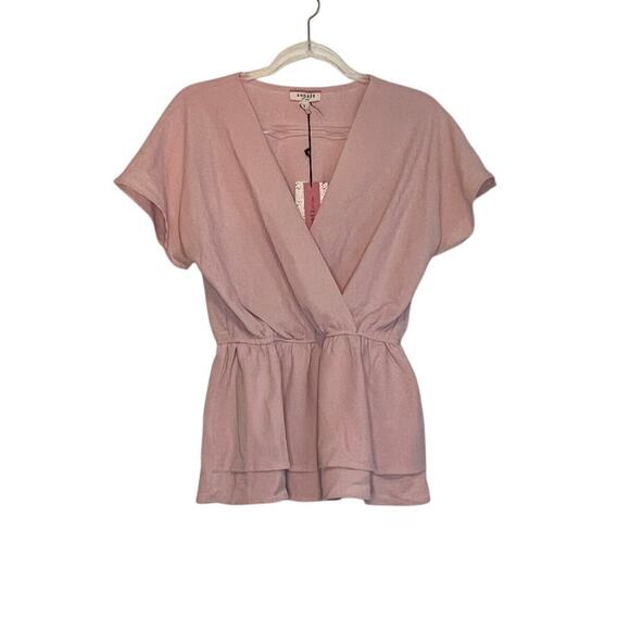 NWT Andree Pink Peplum Top S - Picture 1 of 2